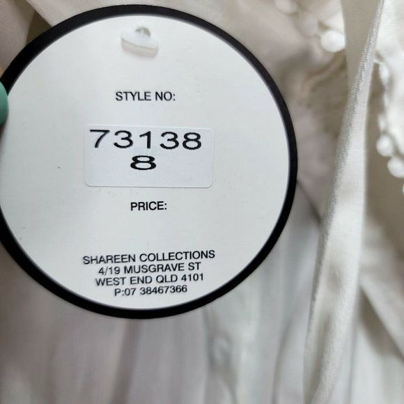 Shareen Collections Womens 8 White Gauze Knit Cutout Tie Strap Button Dress - Picture 11 of 11